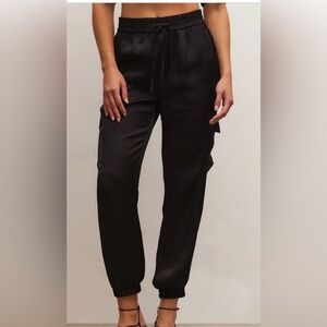 Z Supply Rory Cargo Jogger Black Satin Small